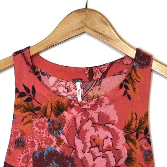 Free People Floral Scoop Neck Sleeveless Side Tie Pink Tank Top Size XS - Picture 4 of 16